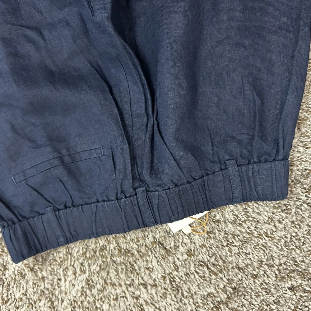 NWT Quince 100% European Linen Pleated Trouser Pants Navy Size 2 28 Inseam